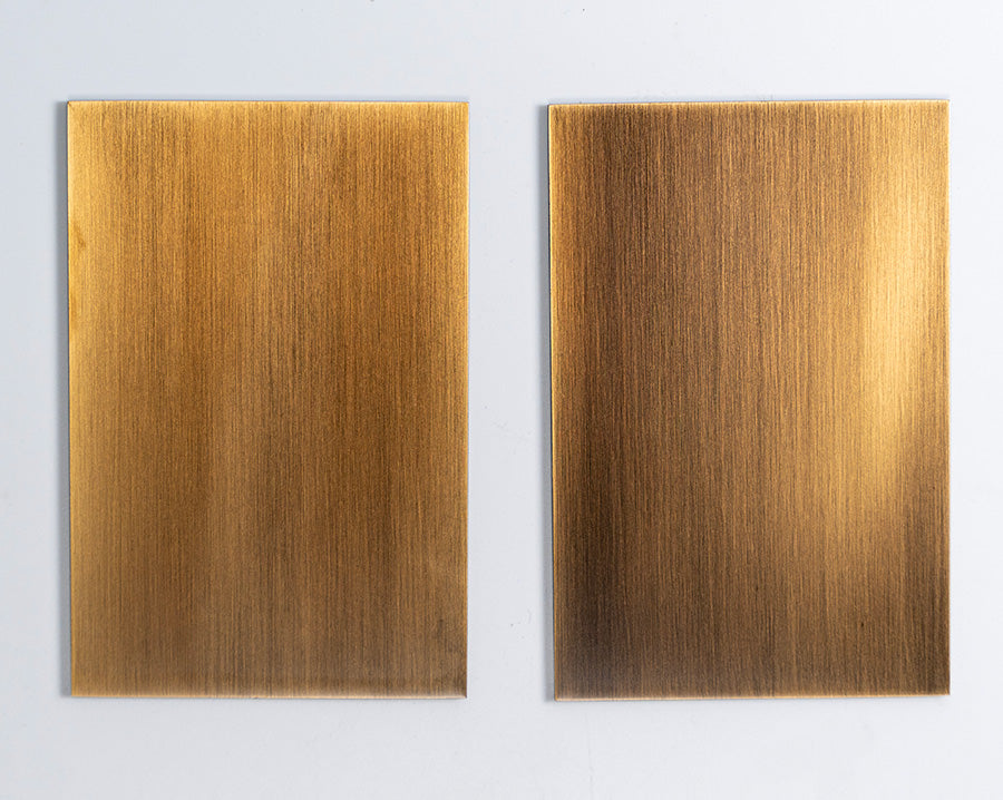 Aged brass finish samples.