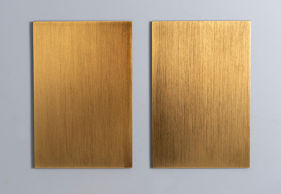 Light aged brass finish samples.