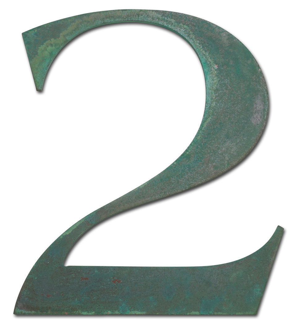 Address number with a bronze or brass verde patina.