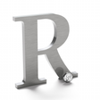 Flat cut marine-grade stainless steel letter R with a brushed finish.