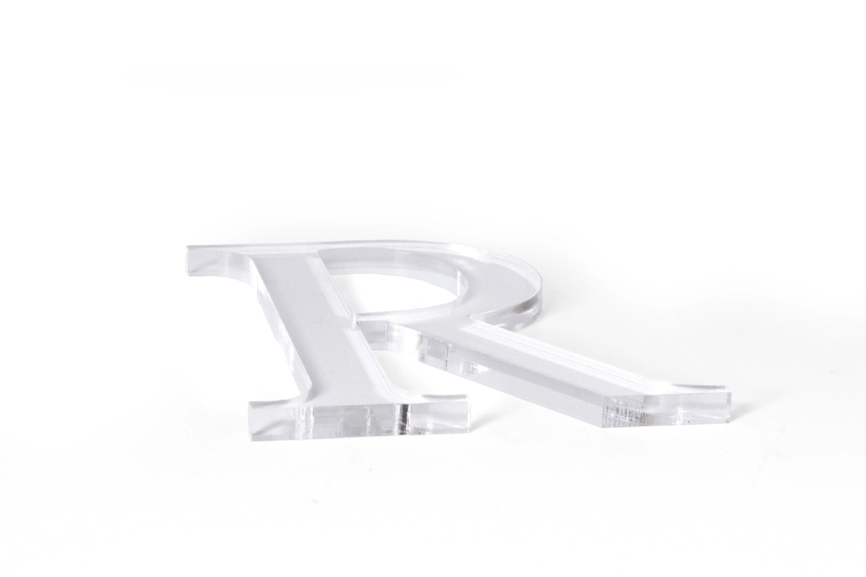 Clear acrylic flat cut letter R