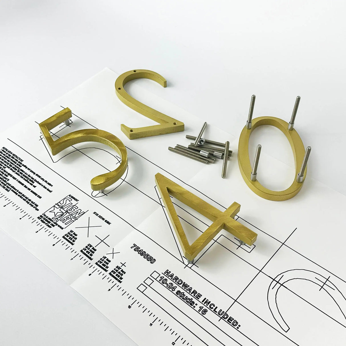 Random Arc Brushed Brass Sign Letters & Numbers Signs & Branding Products