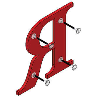 Letter R with combination mounts on the back.
