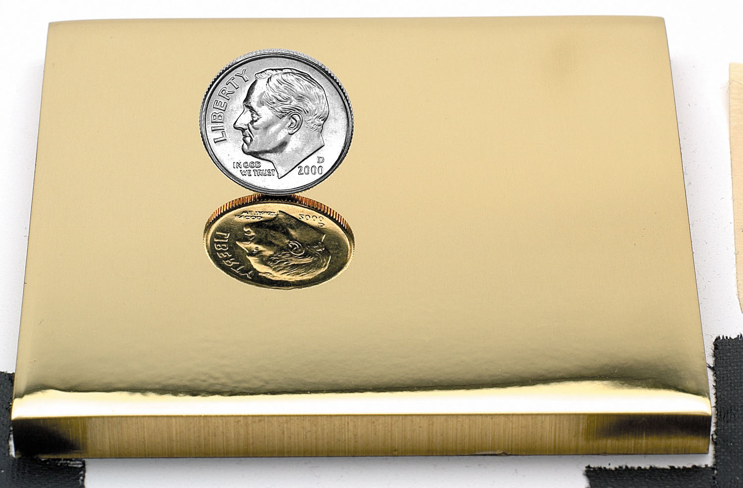 Sample of a polished brass finish for sign letters.