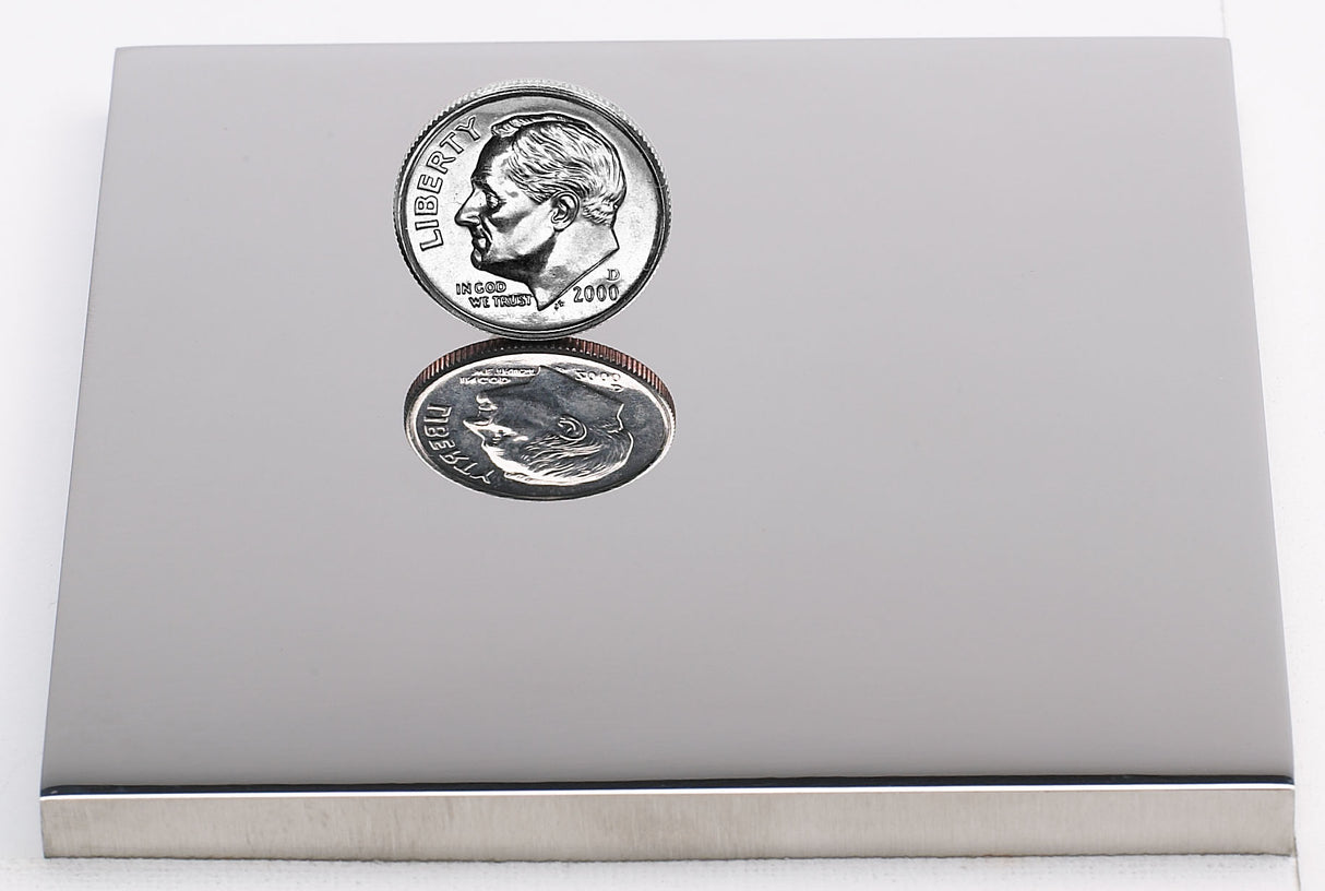 Sample for a polished stainless steel sign letter finish.