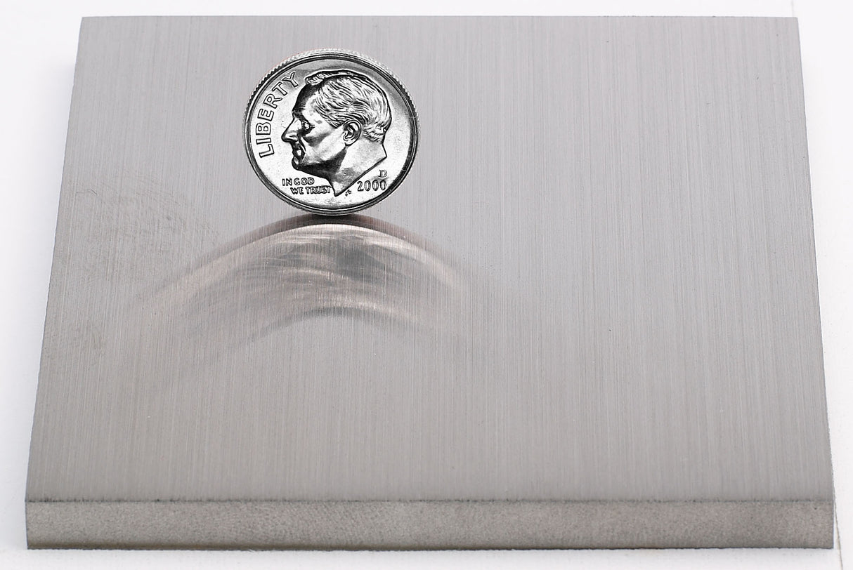 Sample for a brushed stainless steel sign letter finish.