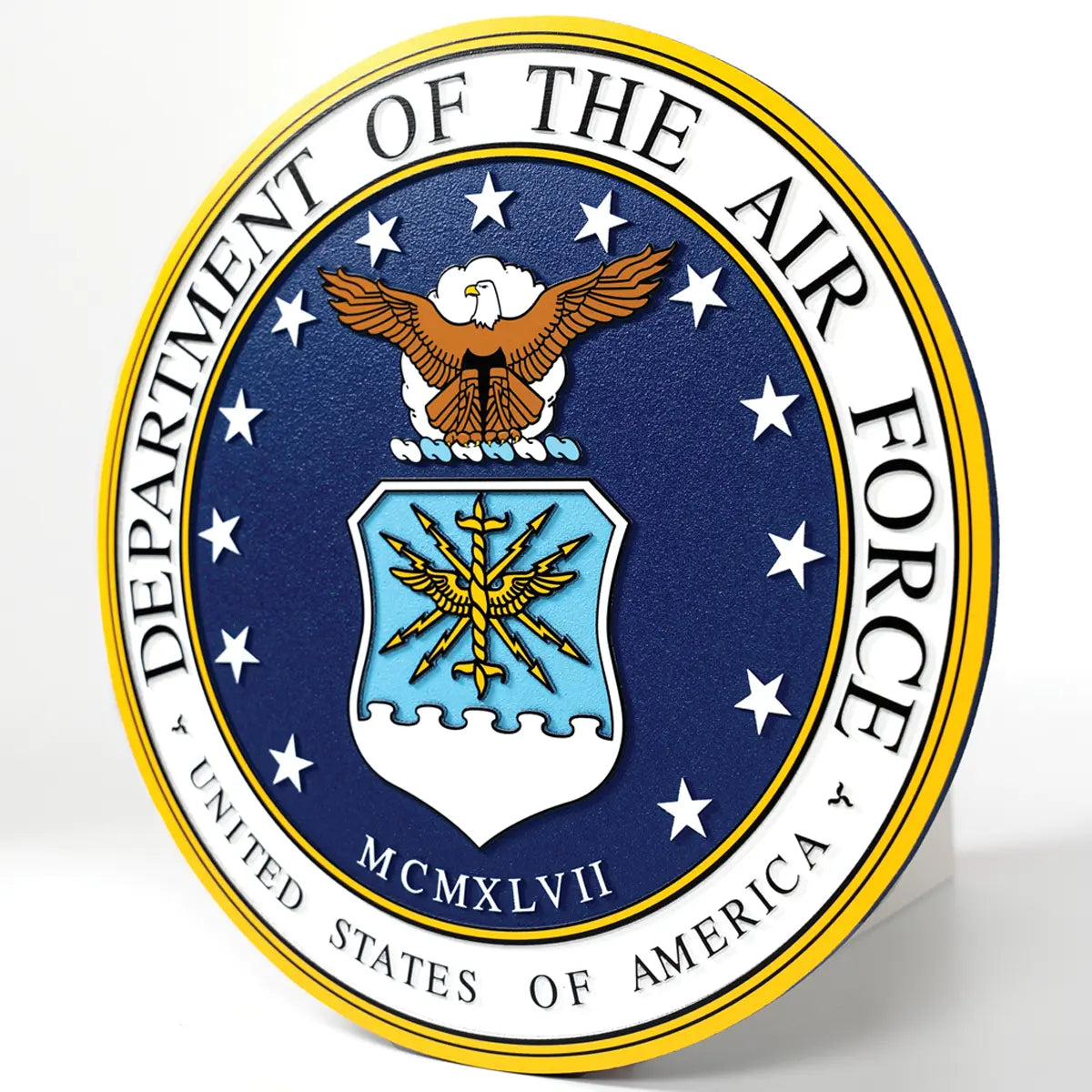 Full color cast division 10 BAA & BABA certified architectural aluminum US Air Force seal.