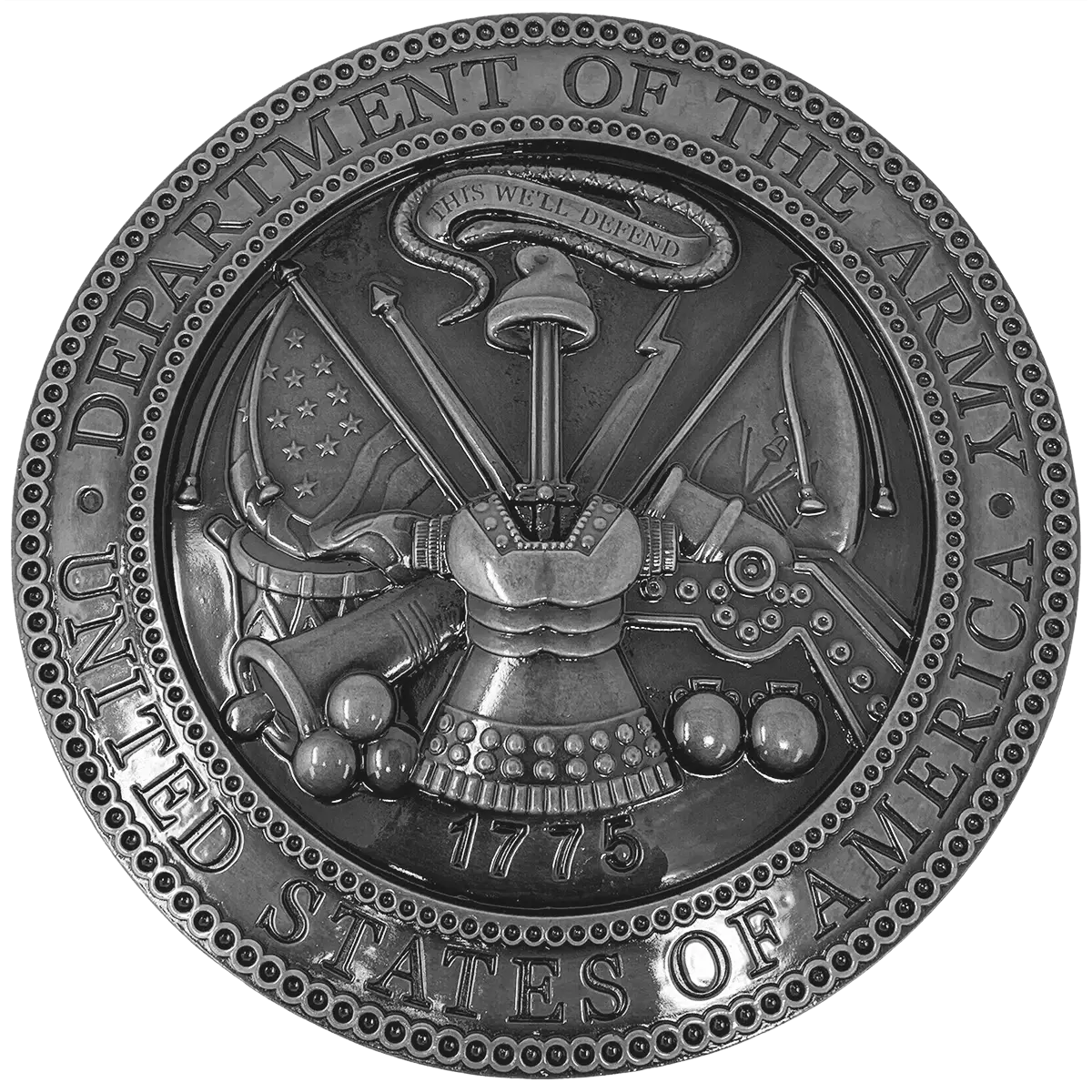 Solid cast division 10 BAA & BABA certified architectural sculpted aluminum US Army seal