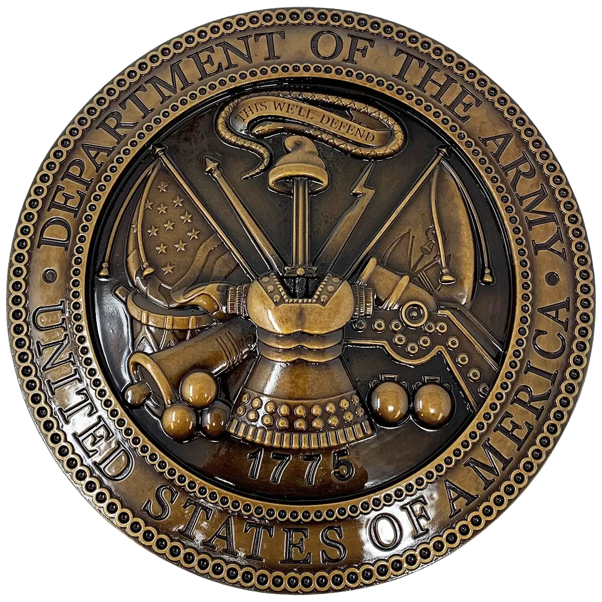 Solid cast division 10 BAA & BABA certified architectural sculpted bronze US Army seal