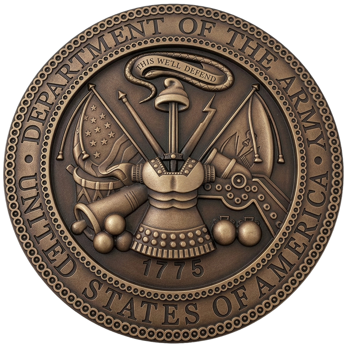 3D Sculpted Bronze US Department of the Army Seal