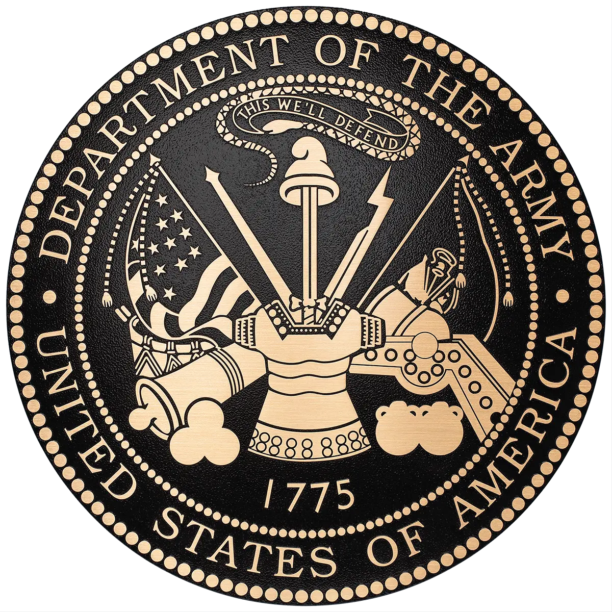 Solid cast division 10 BAA & BABA certified architectural bronze US Army seal.