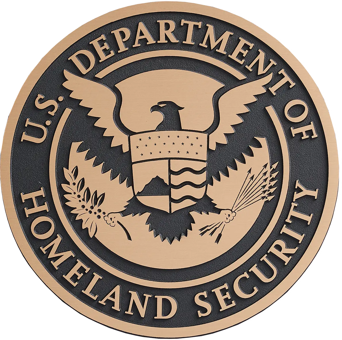 Solid cast division 10 BAA & BABA certified architectural bronze US Department of Homeland Security seal