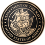 US Department of the Navy military seal in tooled bronze metal.