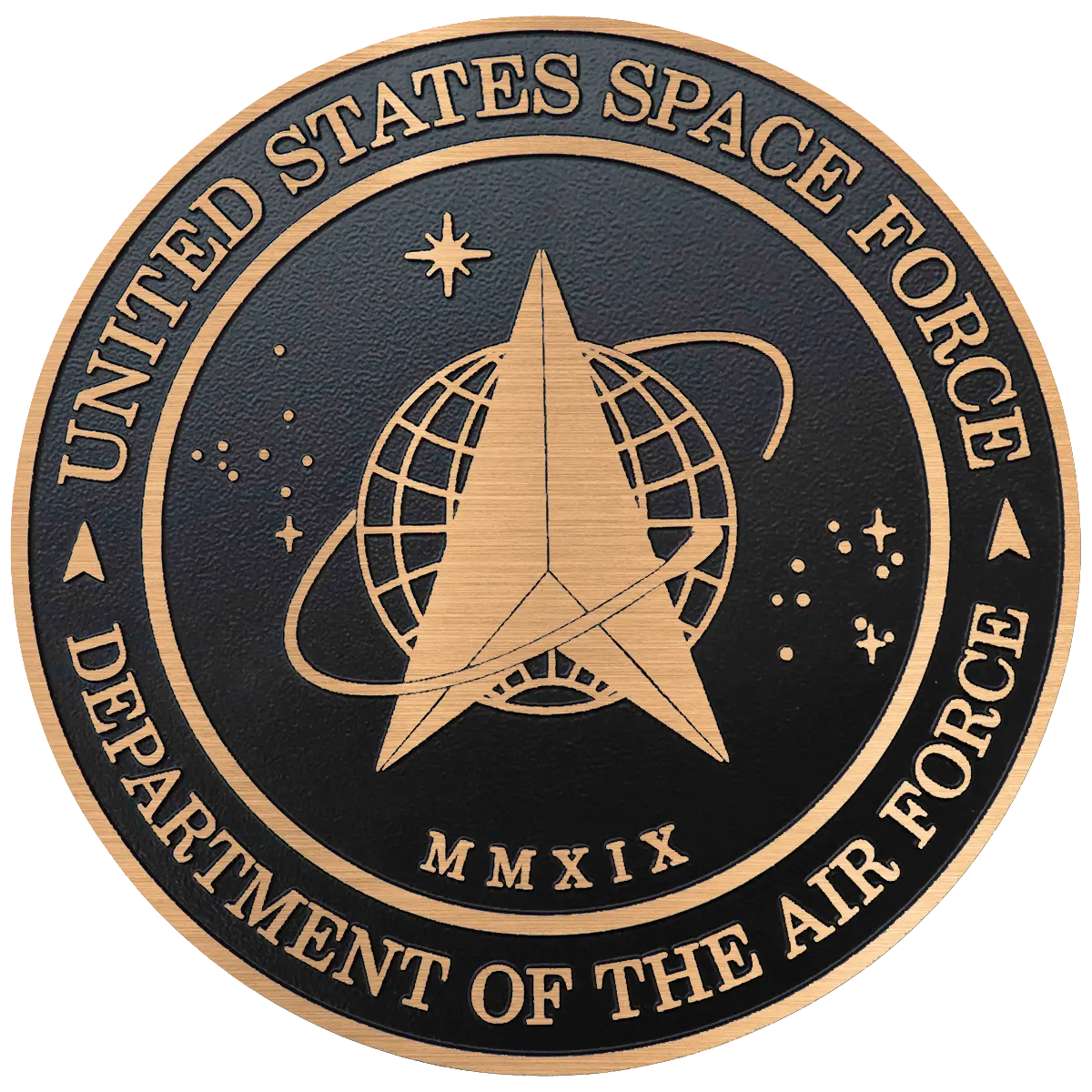 Solid cast division 10 BAA & BABA certified architectural bronze US Space Force seal.