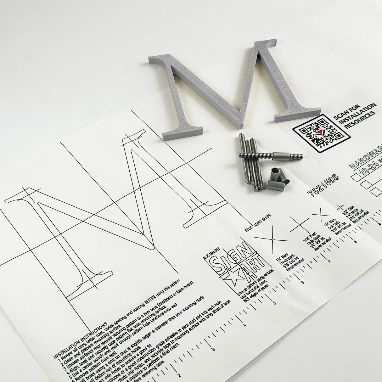 Orbital brushed solid aluminum division 10 architectural sign letter with back stud mounting template and hardware