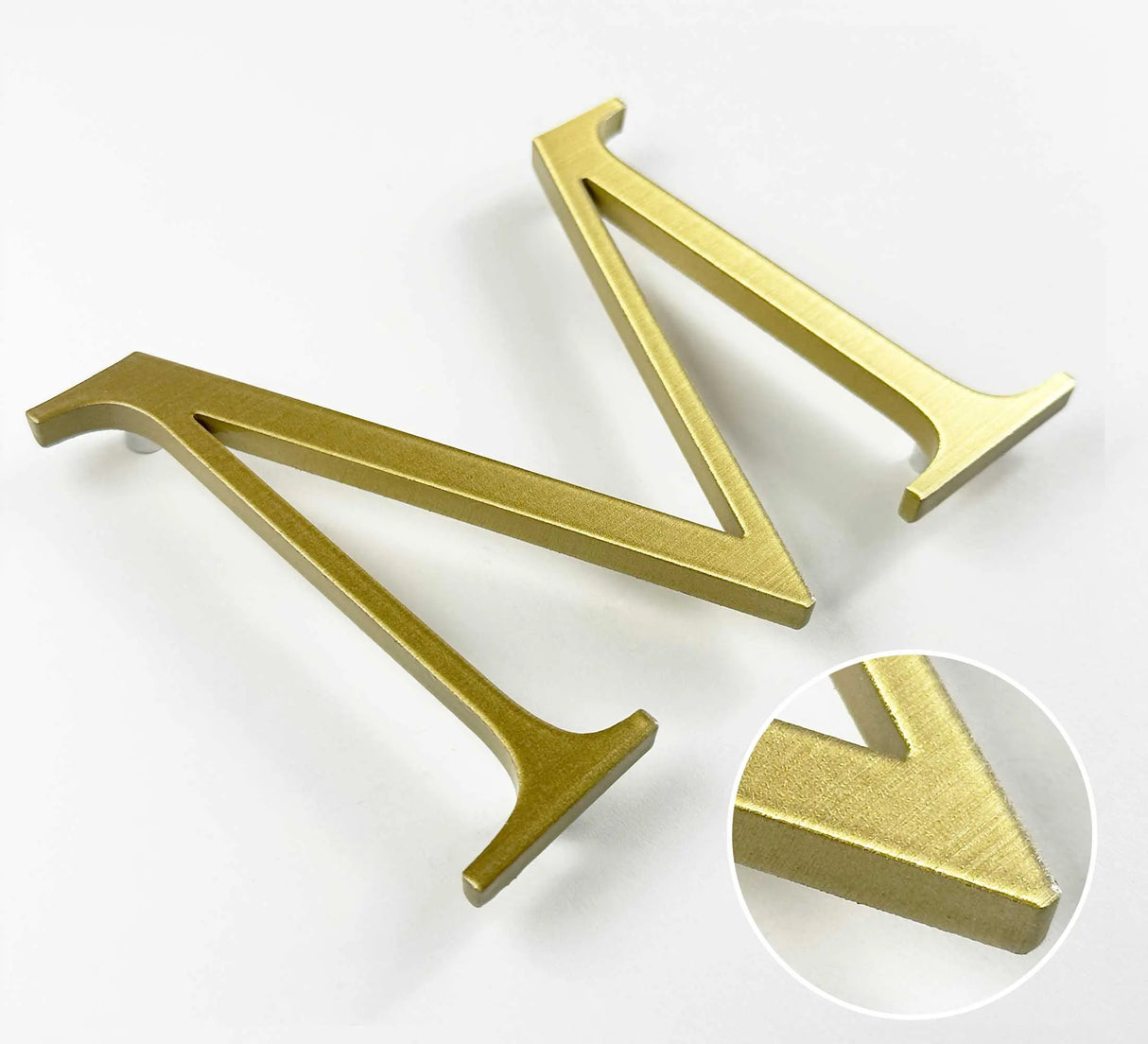 Brushed solid BAA & BABA certified brass division 10 architectural sign letter with finish closeup