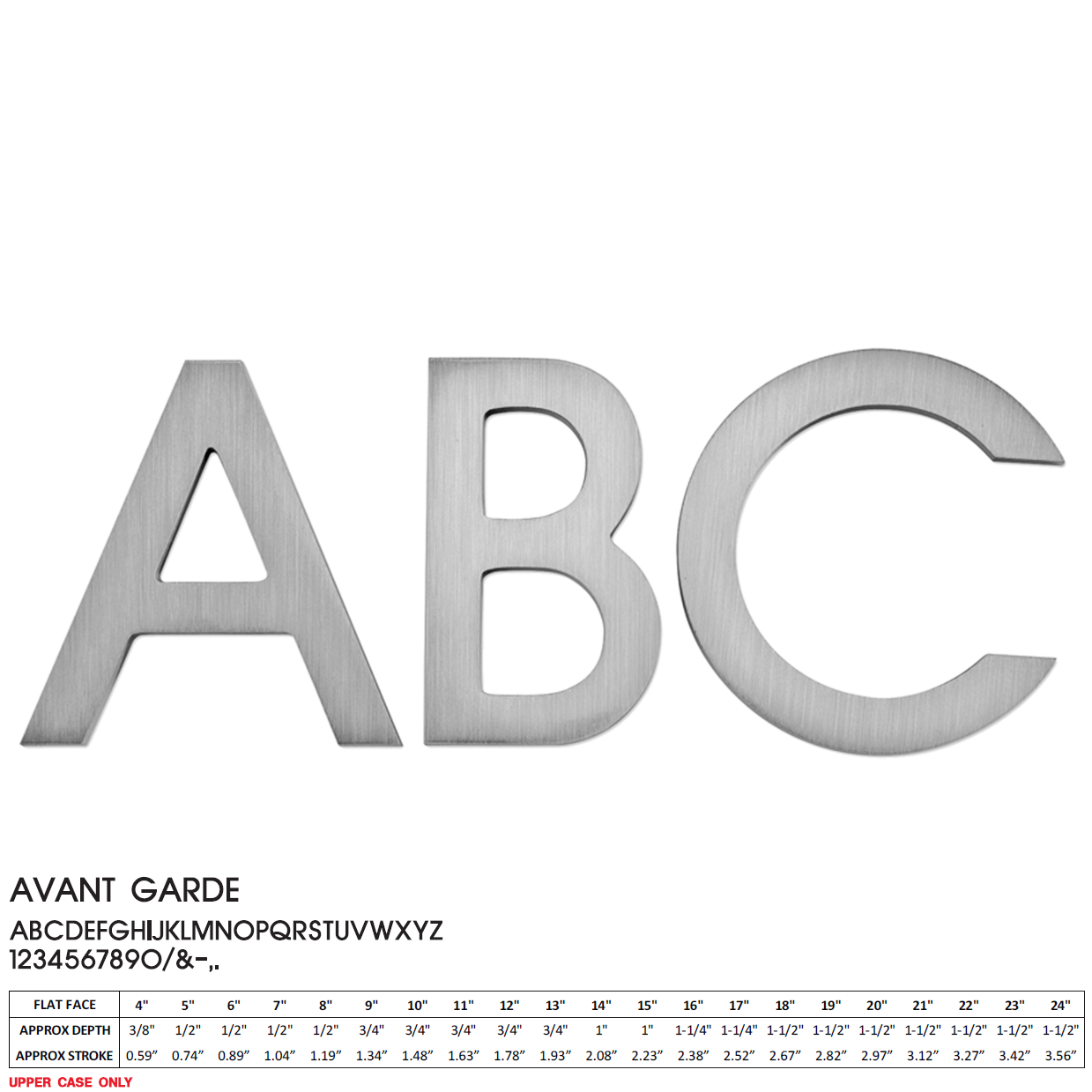 Flat Cast Brushed Aluminum Sign Letters