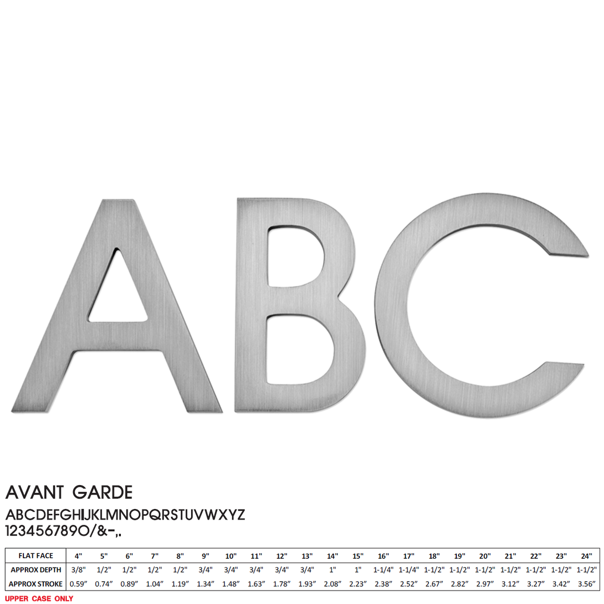 Cast aluminum sign letters in Avant Garde font