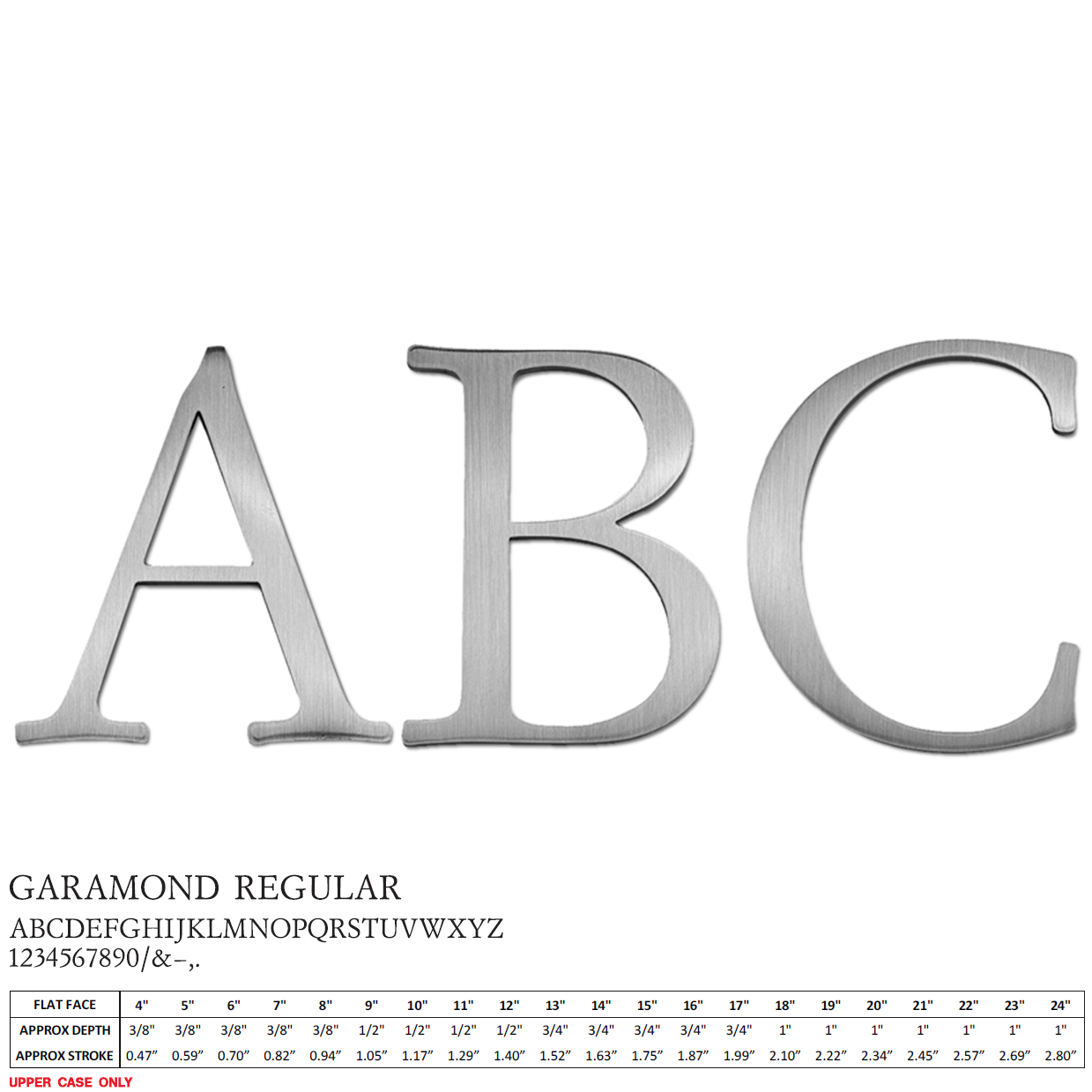 Flat Cast Brushed Aluminum Sign Letters