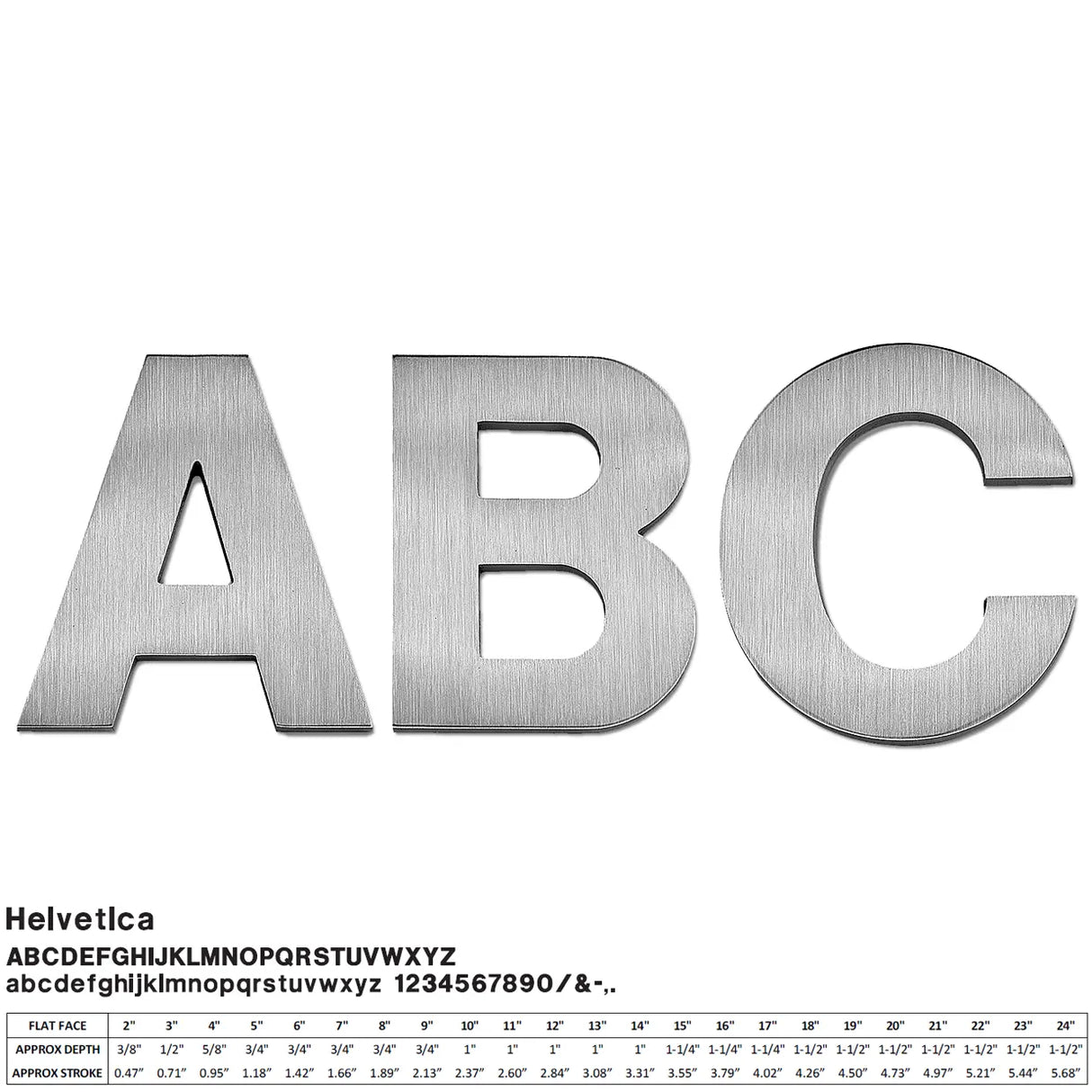 Cast aluminum sign letters in Helvetica font