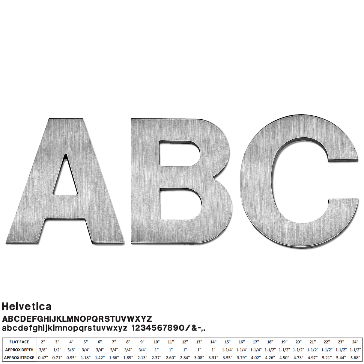 Cast aluminum sign letters in Helvetica font