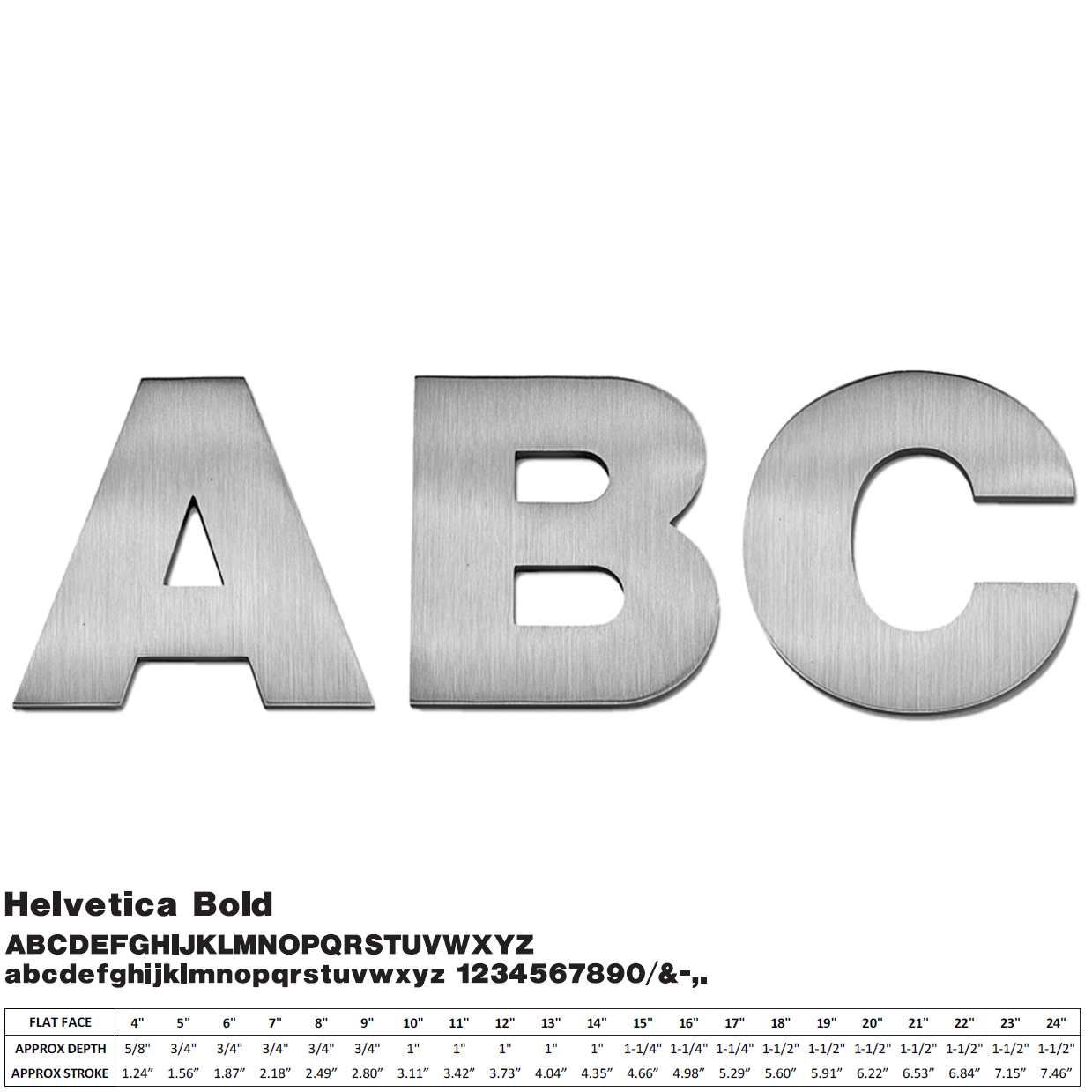 Flat Cast Brushed Aluminum Sign Letters