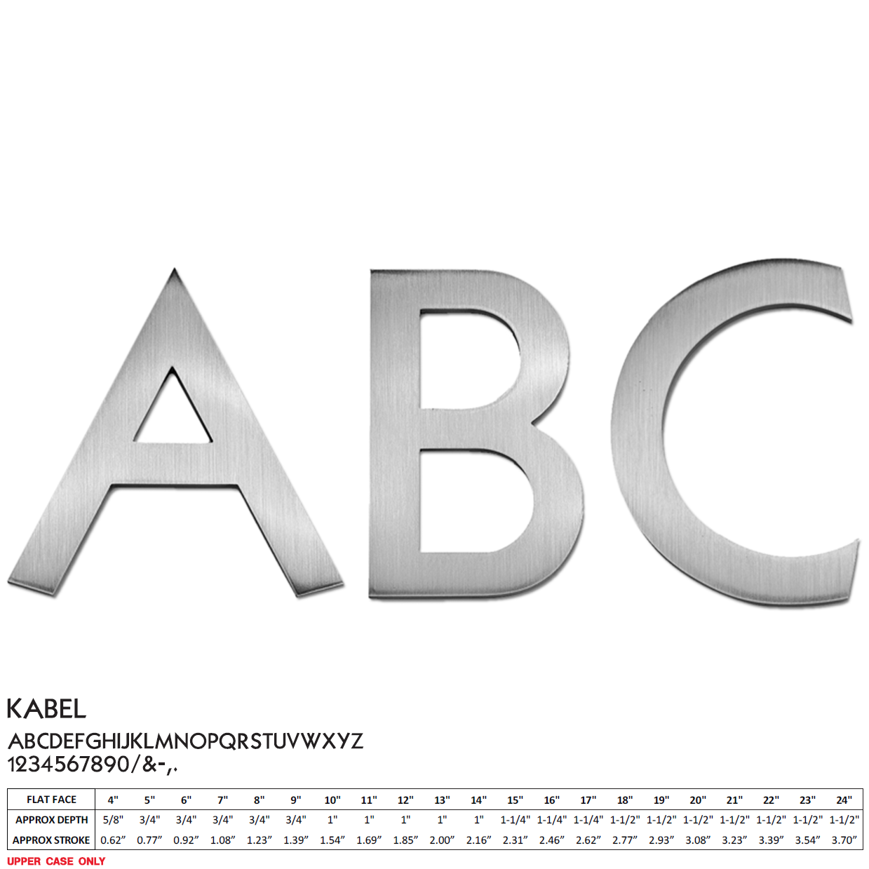 Flat Cast Brushed Aluminum Sign Letters