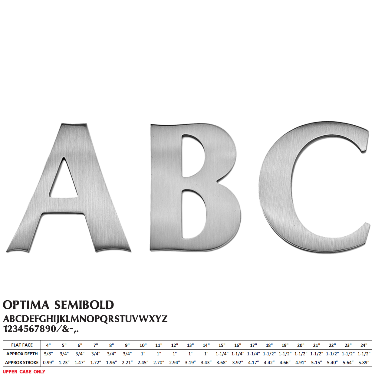 Flat Cast Brushed Aluminum Sign Letters