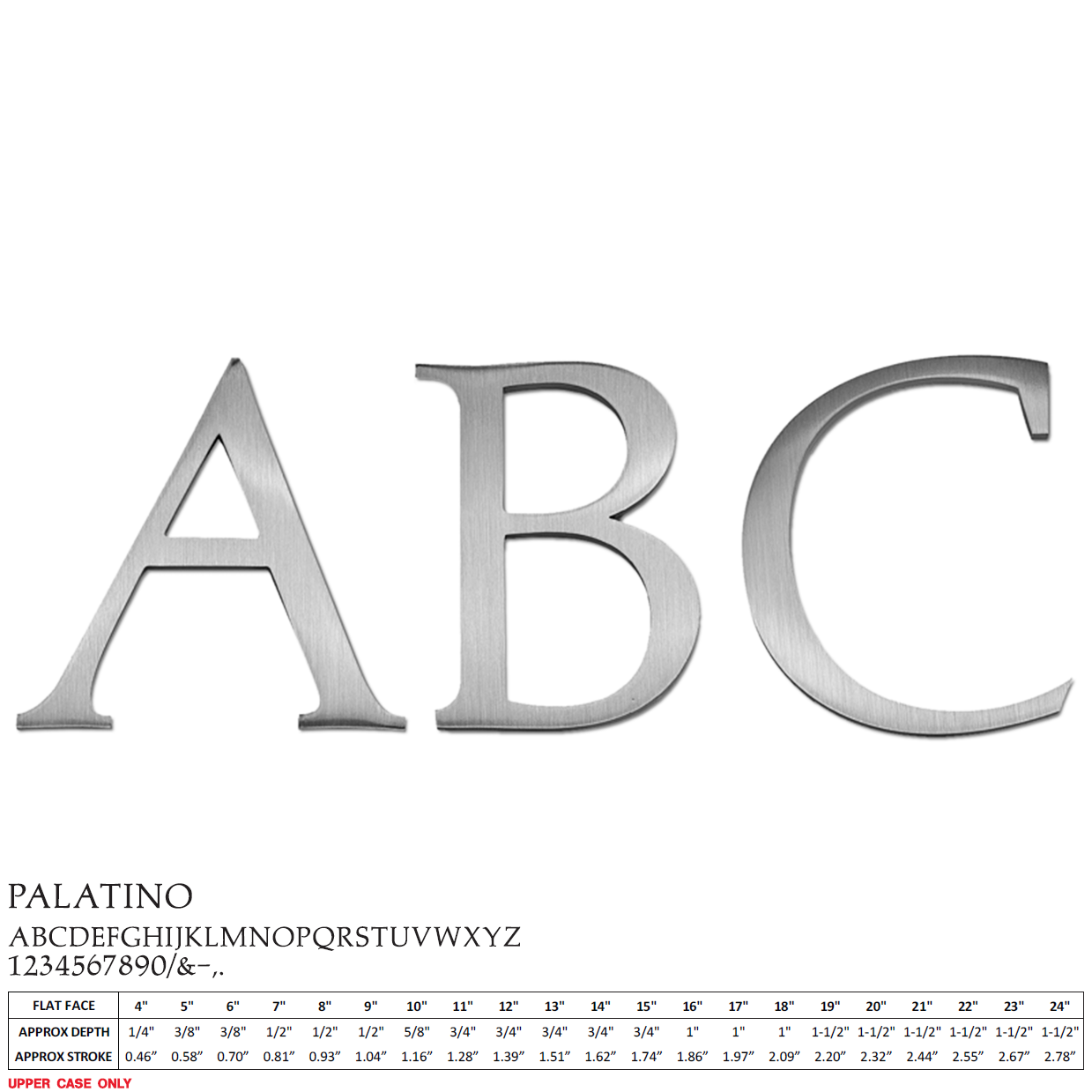 Flat Cast Brushed Aluminum Sign Letters