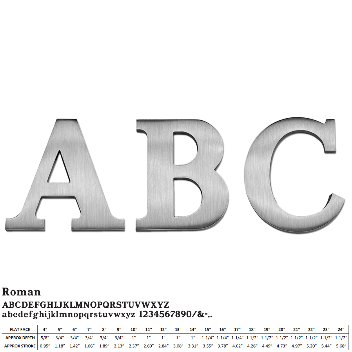 Flat Cast Brushed Aluminum Sign Letters