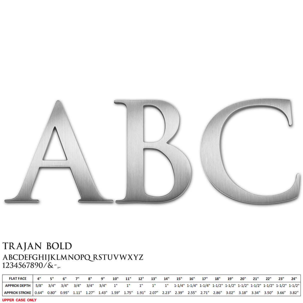 Flat Cast Brushed Aluminum Sign Letters