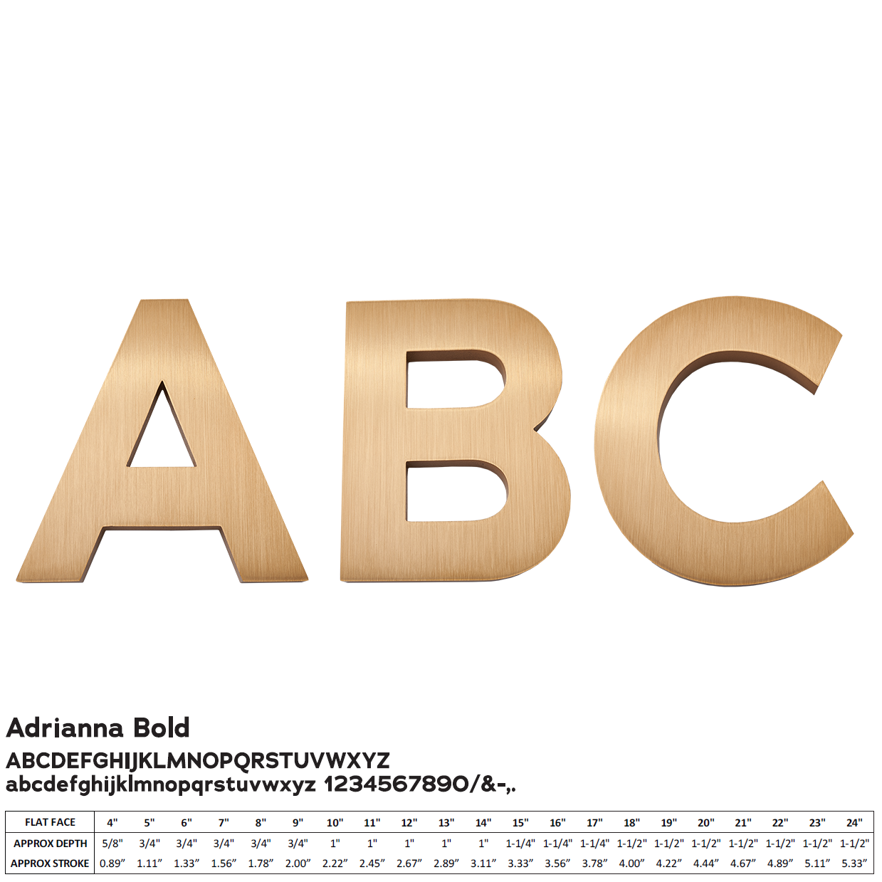 Flat Cast Brushed Bronze Sign Letters