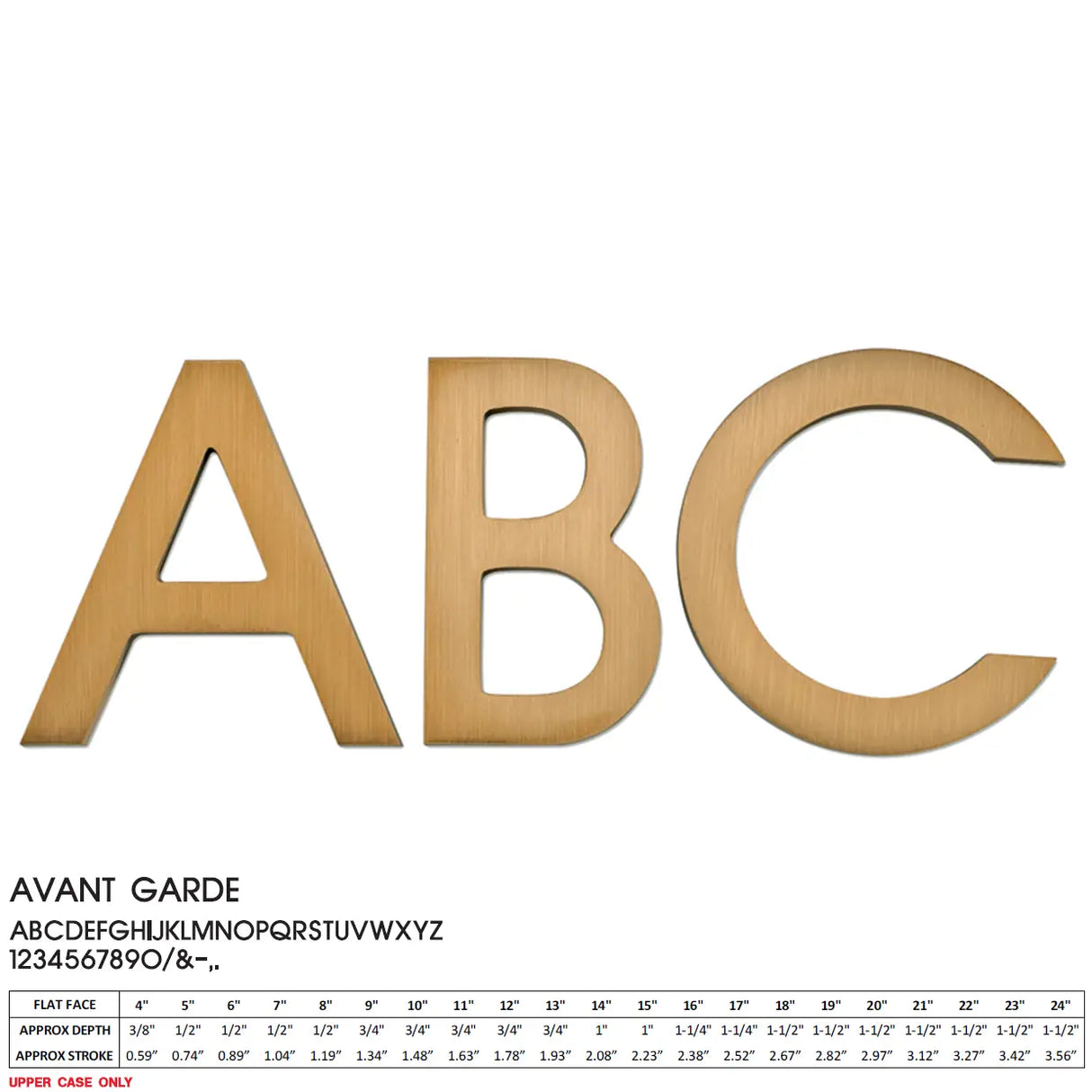 Cast bronze sign letters in Avant Garde font