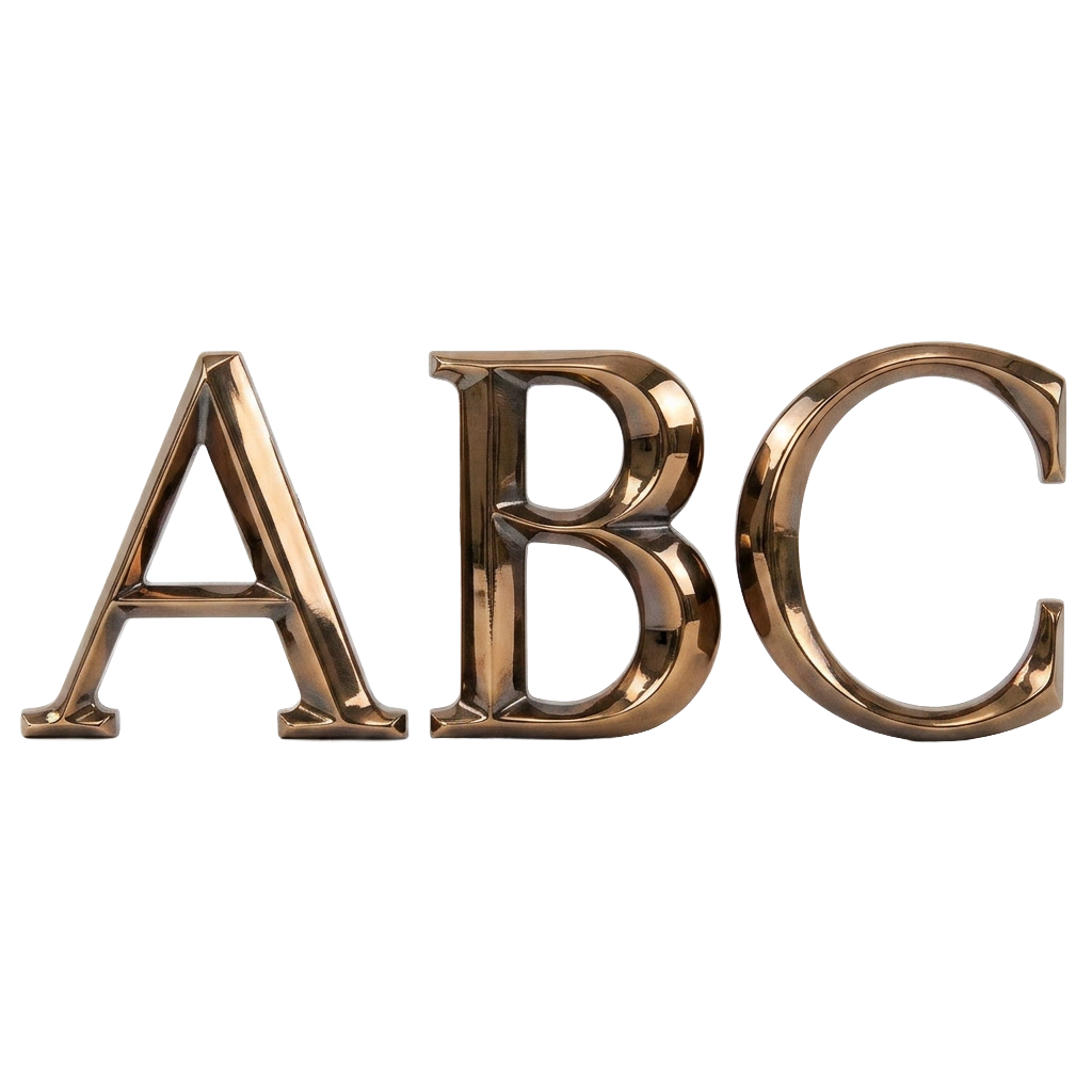 Prismatic Architectural Cast Bronze Sign Letters & Numbers