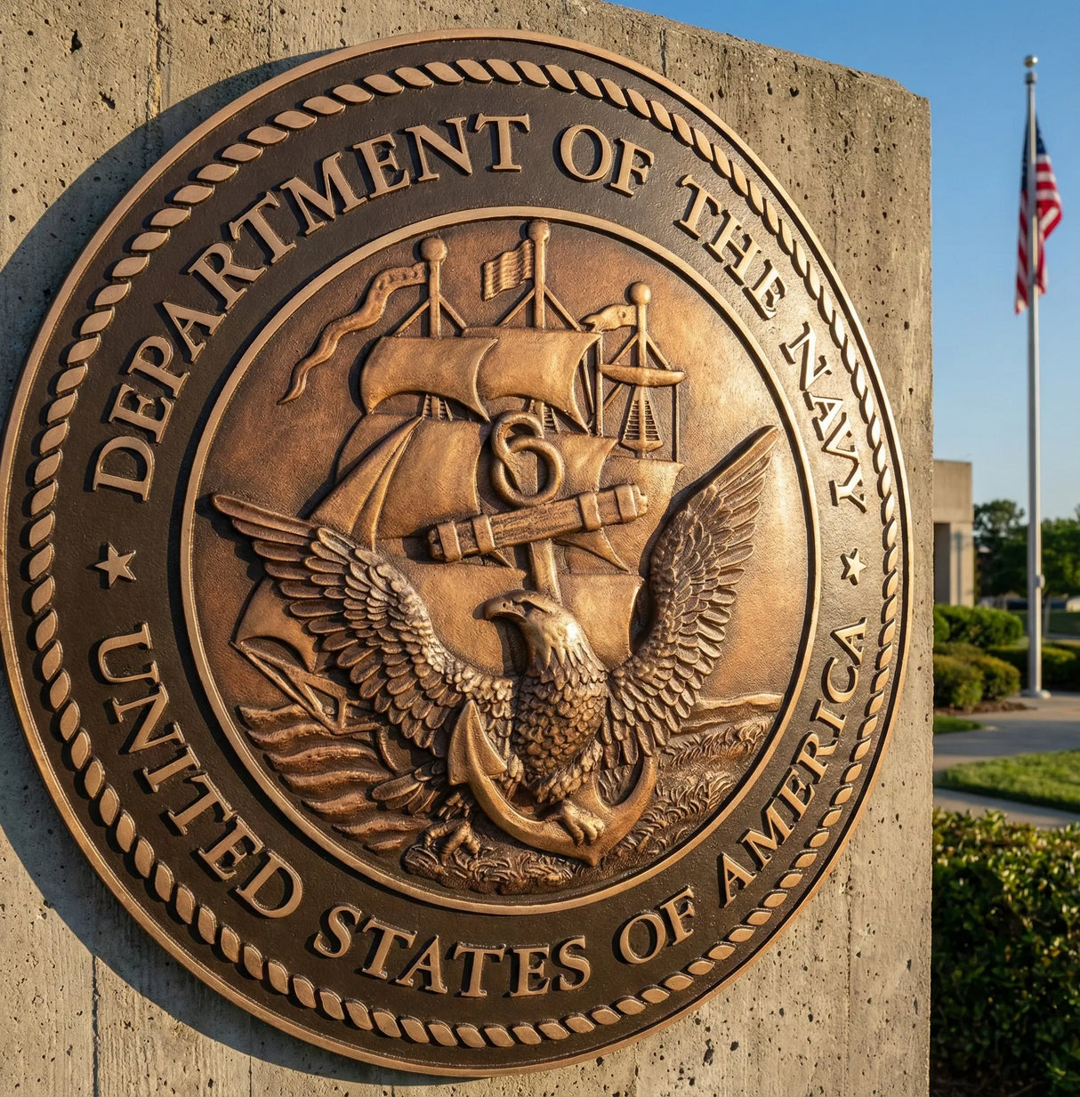 Solid Bronze US Department of the Navy Seal Gemini