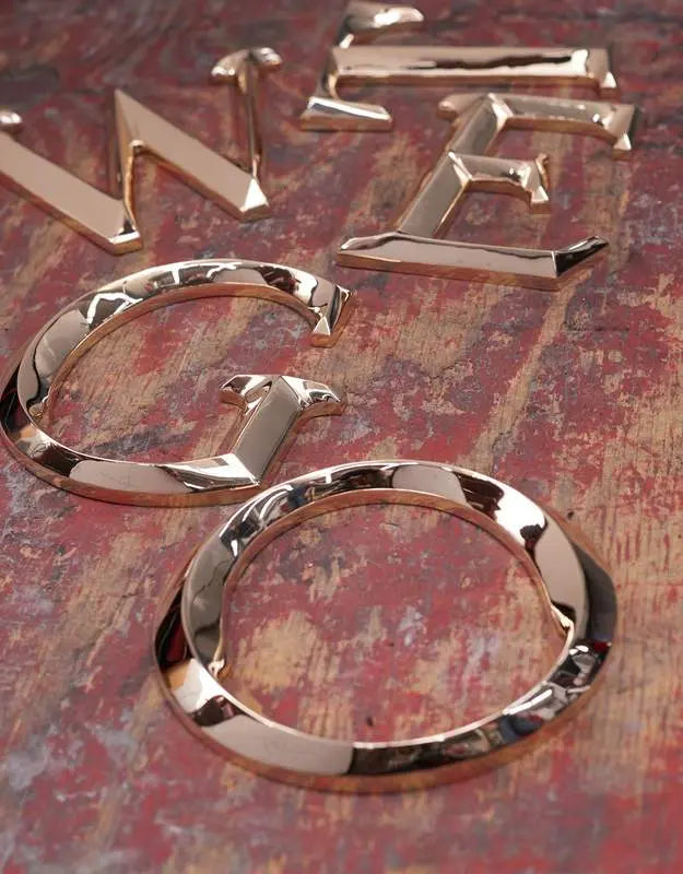 Polished Prismatic Cast Bronze Sign Letters & Numbers Gemini