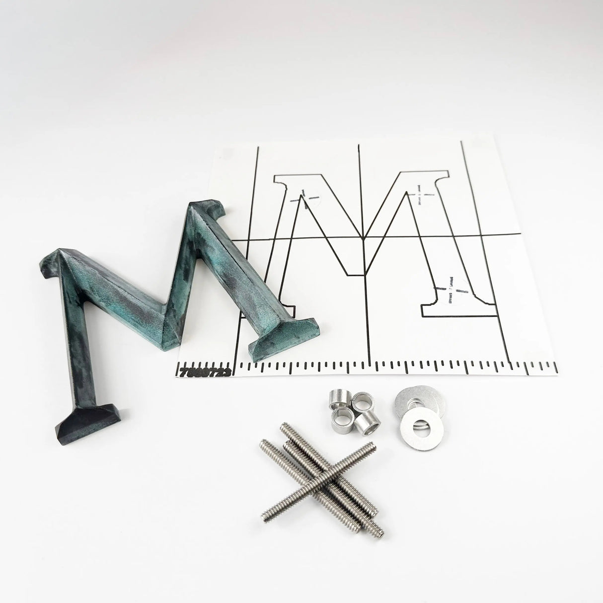 Turquoise Patina Prismatic Cast Bronze Sign Letters & Numbers Gemini