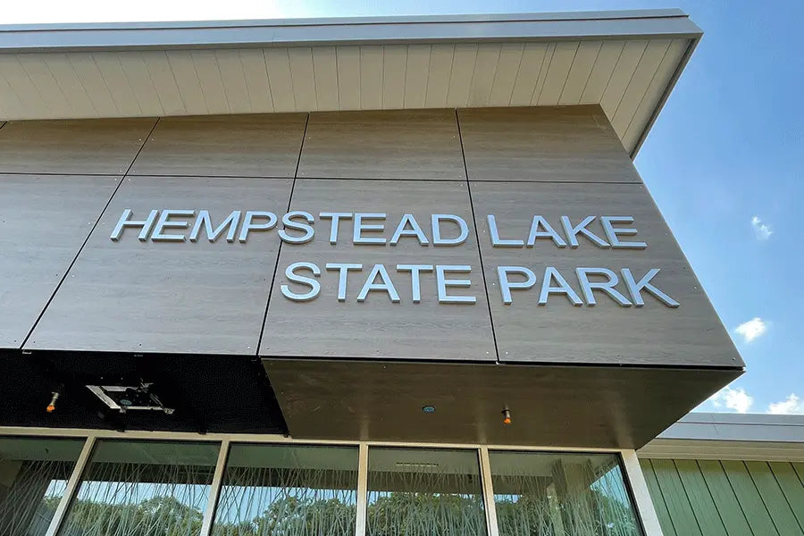 State park sign with cast aluminum sign letters