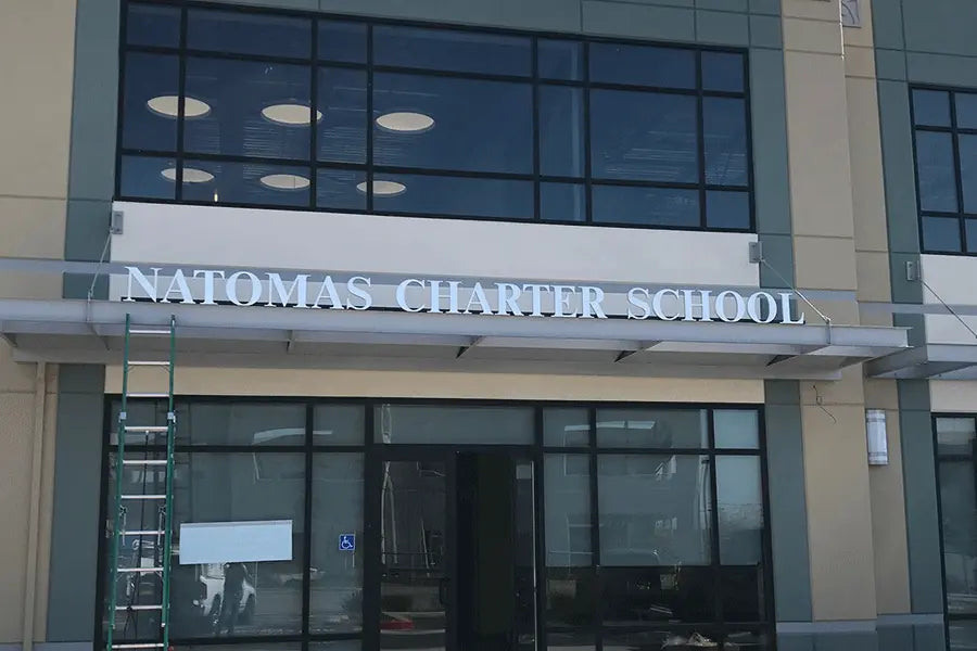 Charter school sign with cast aluminum sign letters