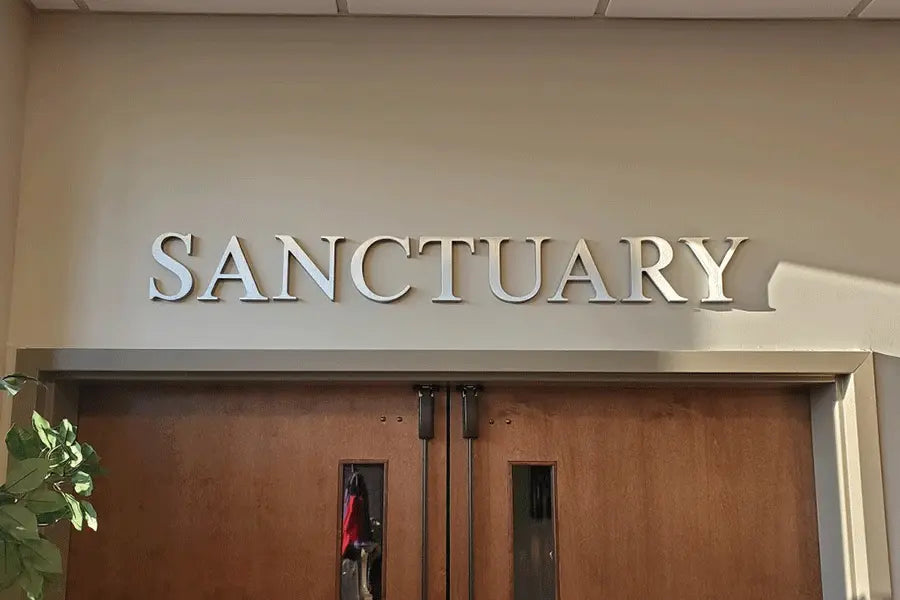 Church sign with cast aluminum sign letters