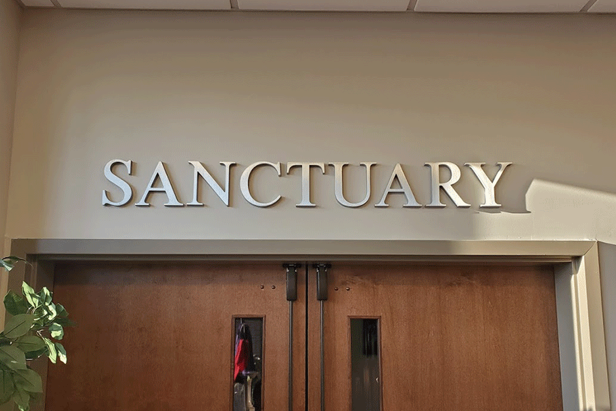Church sign with cast aluminum sign letters