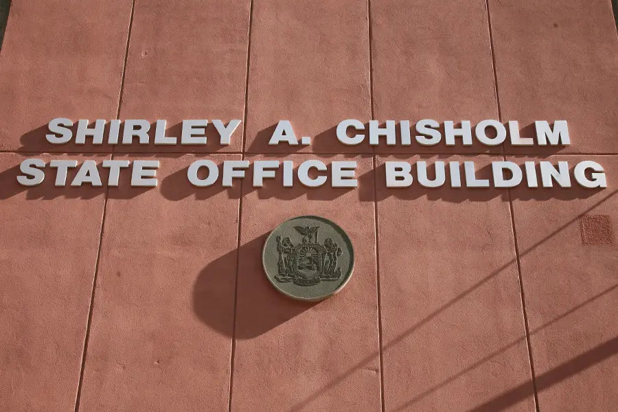 Cast aluminum sign letters on a government building