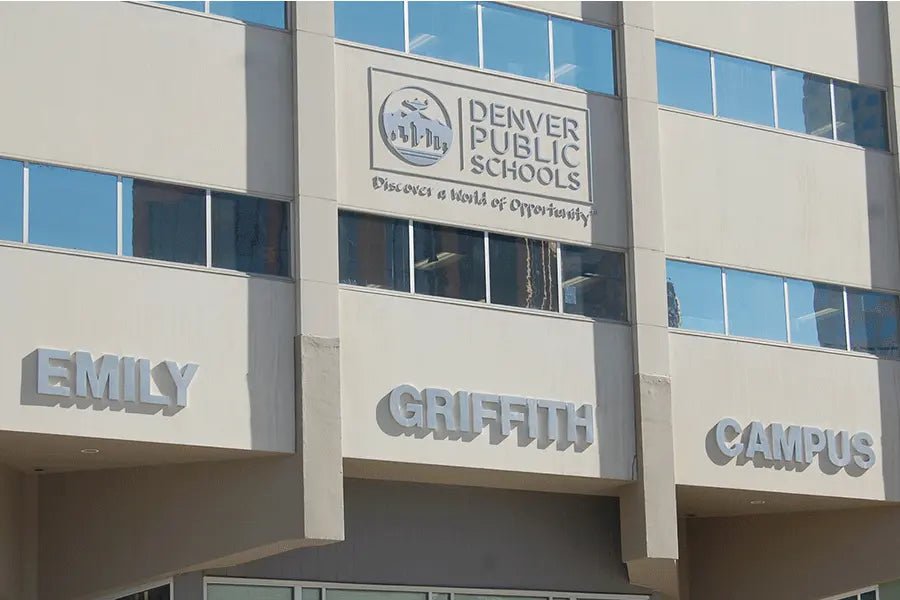 Public schools sign with cast aluminum sign letters