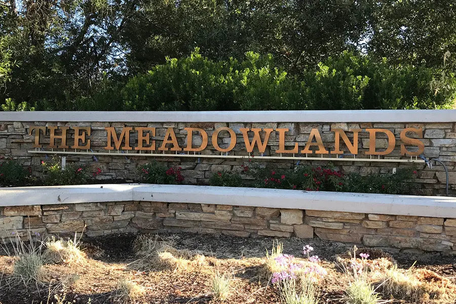 The Meadowlands sign made from cast bronze sign letters