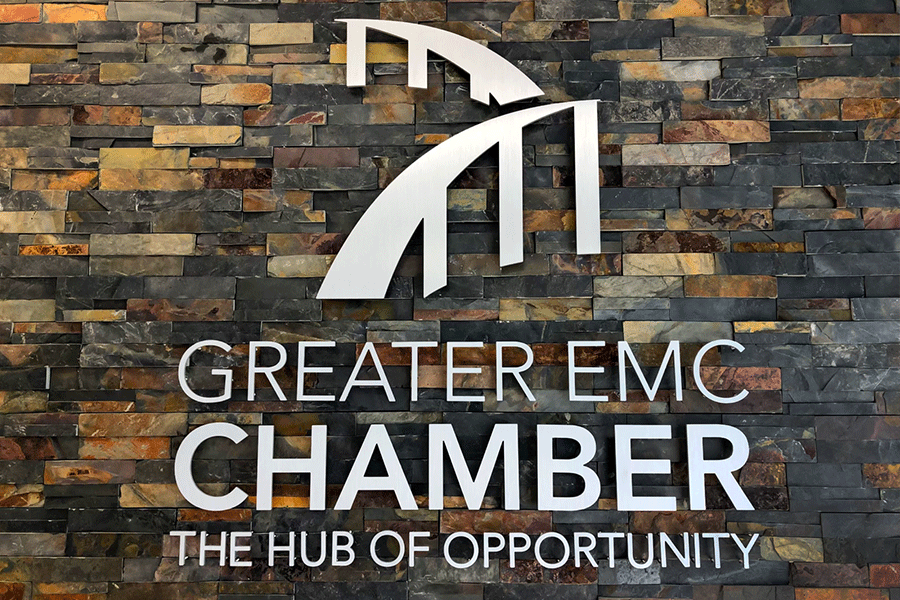 Wall sign with stainless steel sign letters.