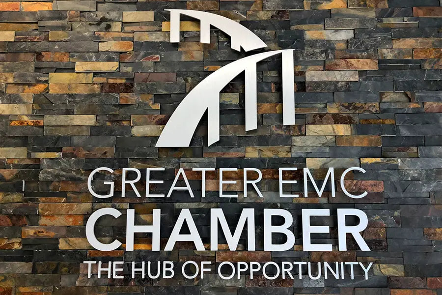 Wall sign with stainless steel sign letters.