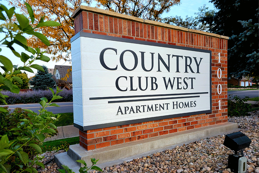 Monument sign and address numbers with painted aluminum sign letters.
