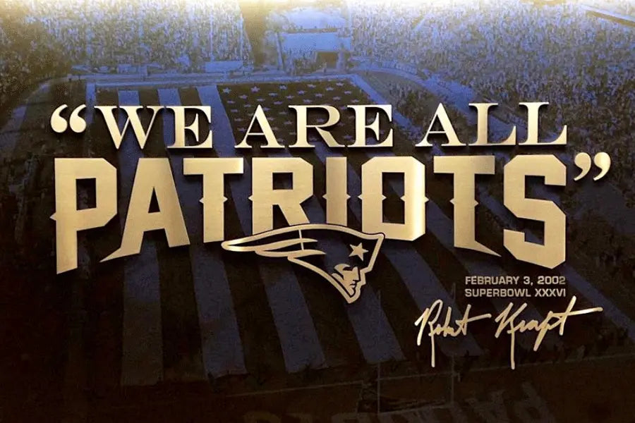 New England Patriots sign with flat cut brass sign letters