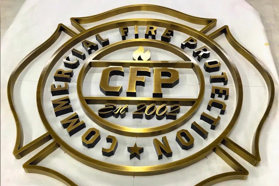 Aged flat cut brass sign letters