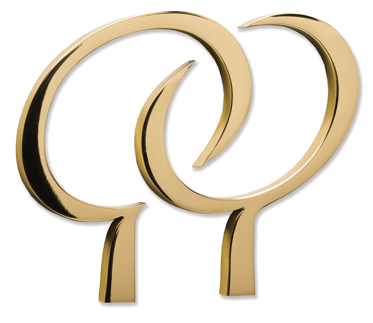 A sign with polished brass sign elements.